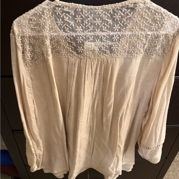 Style & Co. Cream Embroidered Peasant Blouse - Picture 2 of 3